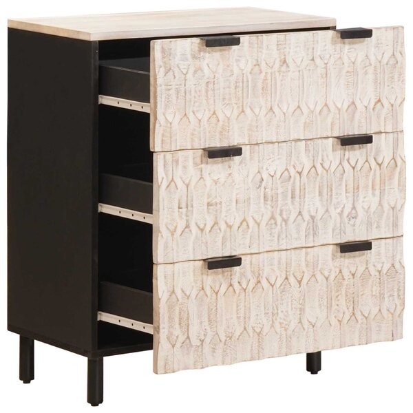 Széf 2 pcs Fehér mosott felület 60 x 33 x 75 cm Tömör Mangófát