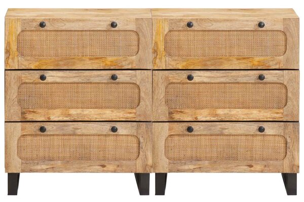 Széf 2 pcs Barna 60 x 33 x 75 cm Tömör Mangófát