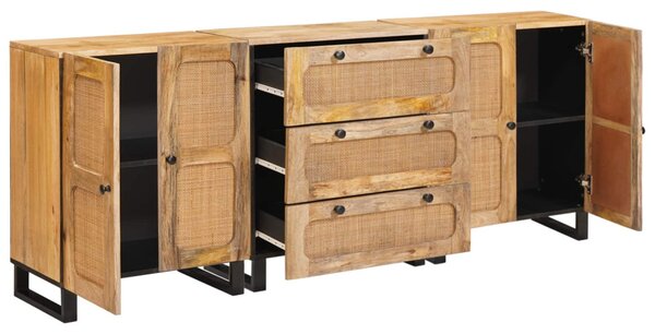 Széf 3 pcs Barna 180 x 33 x 75 cm Tömör Mangófát