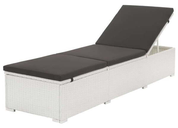 VidaXL Napozóágy - Polyrattan - Fehér - 195x60cm