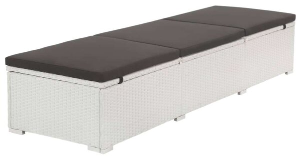VidaXL Napozóágy - Polyrattan - Fehér - 195x60cm