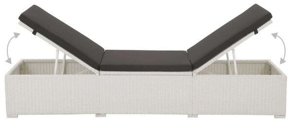 VidaXL Napozóágy - Polyrattan - Fehér - 195x60cm