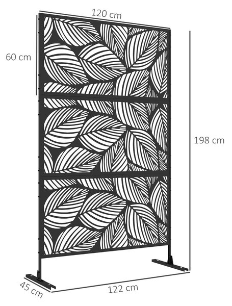 Outsunny Paravan decorativ pentru exterior, 122x45x198 cm Negru