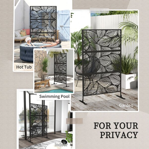 Outsunny Paravan decorativ pentru exterior, 122x45x198 cm Negru