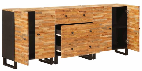 Széf 3 pcs Barna 60 x 33 x 75 cm Tömör Mangófát