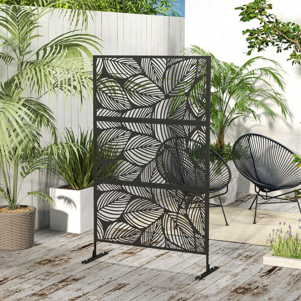 Outsunny Paravan decorativ pentru exterior, 122x45x198 cm Negru