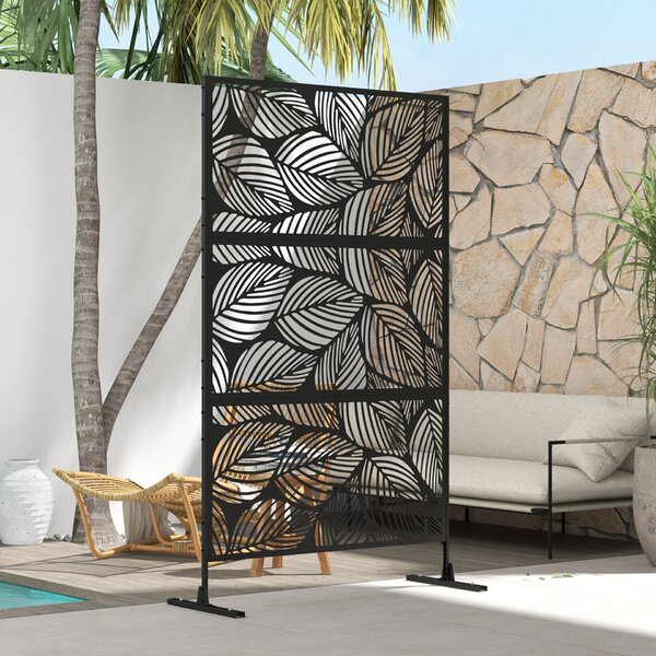 Outsunny Paravan decorativ pentru exterior, 122x45x198 cm Negru