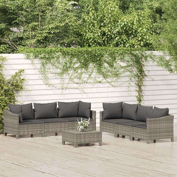 VidaXL Polyrattan Kerti Ülőgarnitúra - 7 részes - Szürke