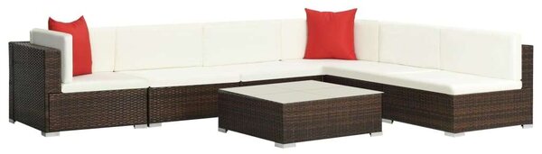 VidaXL 7-részes barna polyrattan kerti bútorszett párnákkal