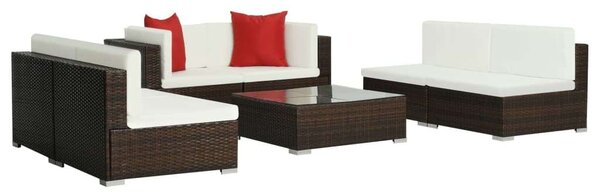 VidaXL 7-részes barna polyrattan kerti bútorszett párnákkal