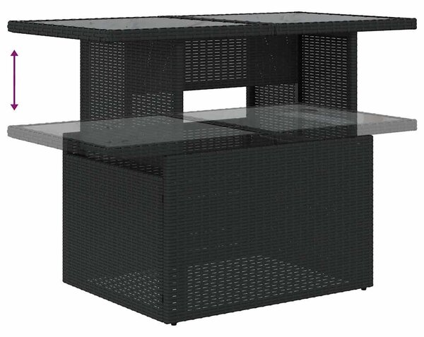 11 részes fekete polyrattan kerti ülőgarnitúra párnákkal