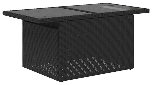5 részes fekete polyrattan kerti kanapészett párnákkal