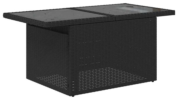 9 részes fekete polyrattan kerti ülőgarnitúra párnákkal