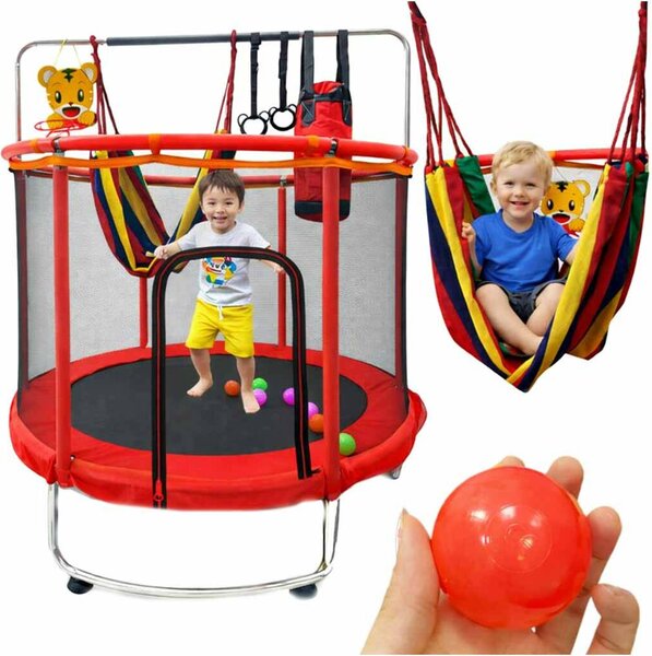 Gyermek trambulin kerti labda háló kosárlabda 150cm, piros
