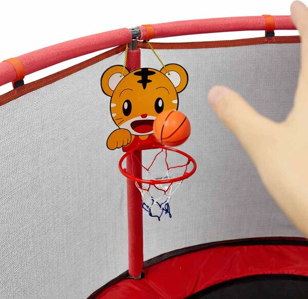 Gyermek trambulin kerti labda háló kosárlabda 150cm, piros