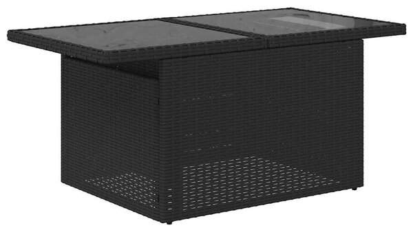 8 részes fekete polyrattan kerti ülőgarnitúra párnákkal