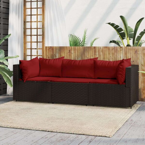 Polyrattan Kerti Ülőgarnitúra - 3 részes - Barna
