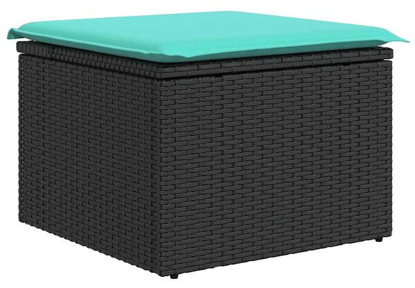 10 db fekete polyrattan kerti kanapégarnitúra párnákkal