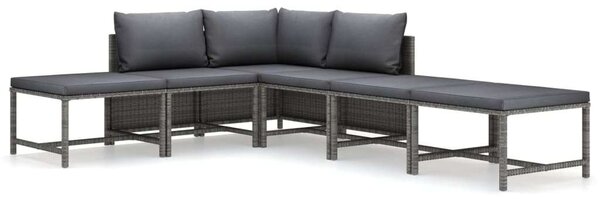 Polyrattan Kerti Ülőgarnitúra - 6 részes - Szürke