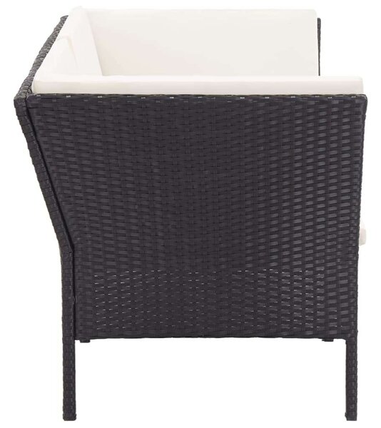 Polyrattan Kerti Bútorszett - 8 részes - Fekete