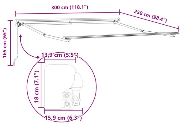 Behúzható napellenző Sárga és Szürke 300 x 250 cm