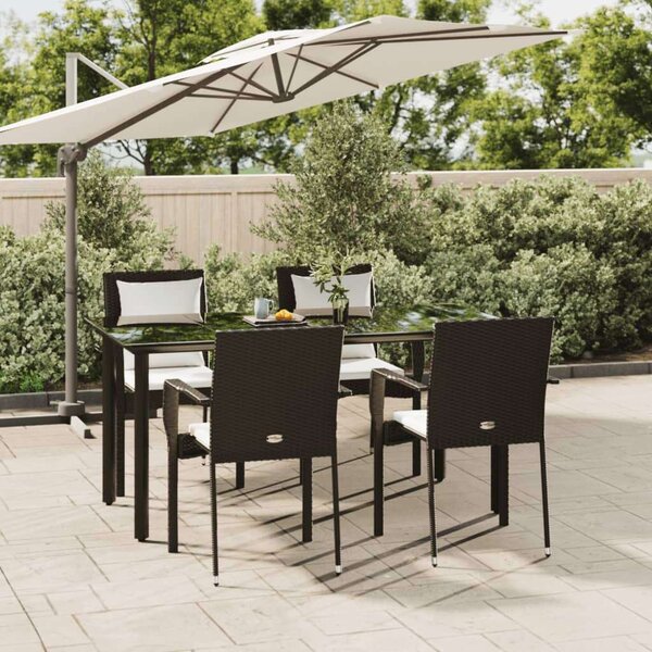 Polyrattan Kerti Étkezőgarnitúra - 5 részes - Fekete