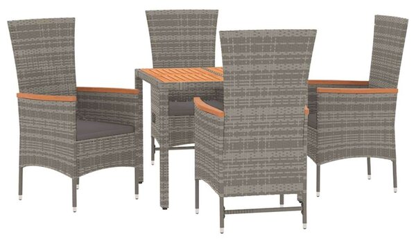 Polyrattan Kerti Étkezőgarnitúra - 5 részes - Szürke