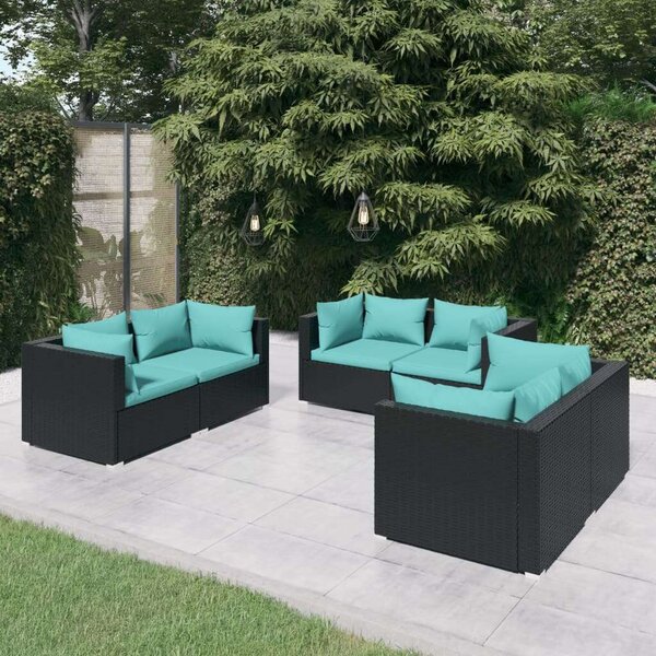 Polyrattan Kerti Ülőgarnitúra - 6 részes - Fekete