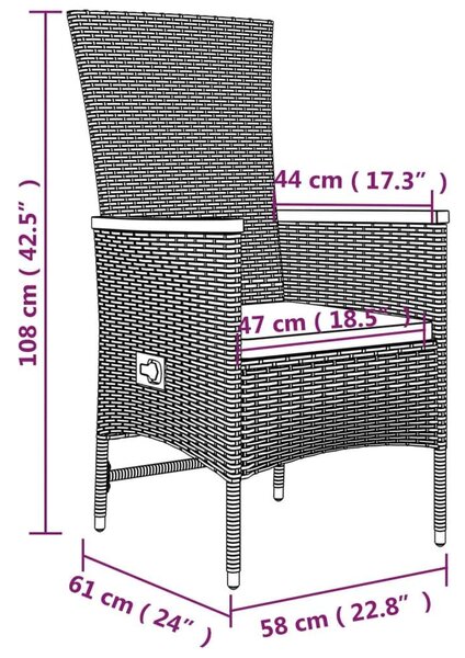 Polyrattan Kerti Étkezőgarnitúra - 5 részes - Szürke