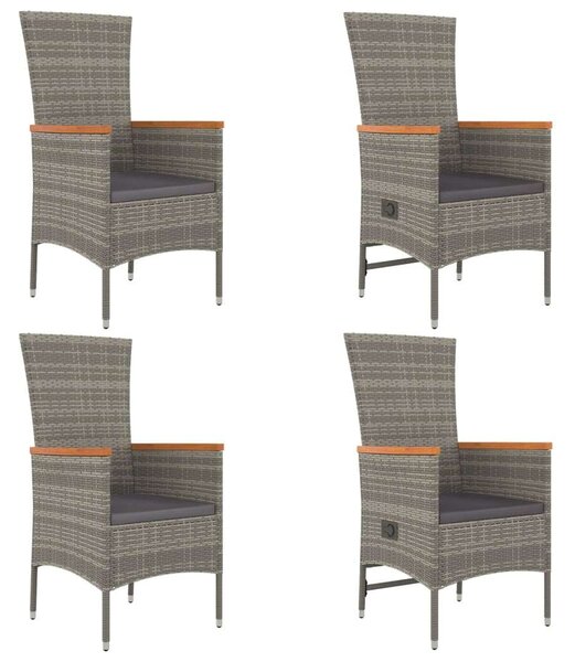 Polyrattan Kerti Étkezőgarnitúra - 5 részes - Szürke