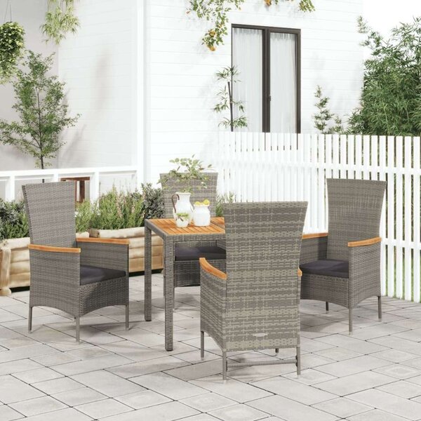 Polyrattan Kerti Étkezőgarnitúra - 5 részes - Szürke