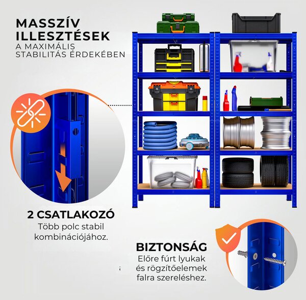 HEAVY nagy teherbírású polc, max 875kg, 90x40x180cm, kék Monzana