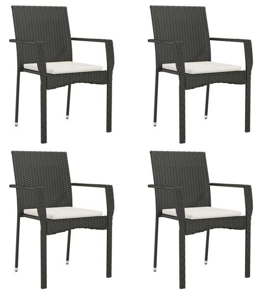 5 részes fekete polyrattan kerti étkezőgarnitúra párnákkal
