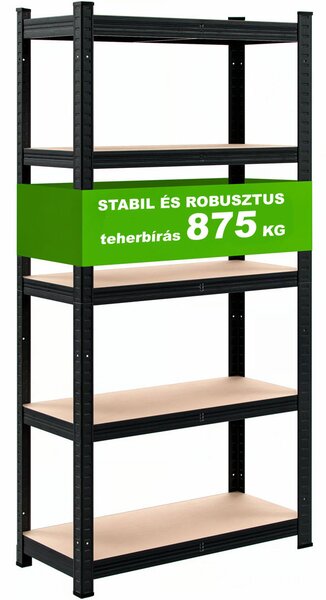 HEAVY nagy teherbírású polc, max 875kg, 90x40x180cm, fekete Jurhan