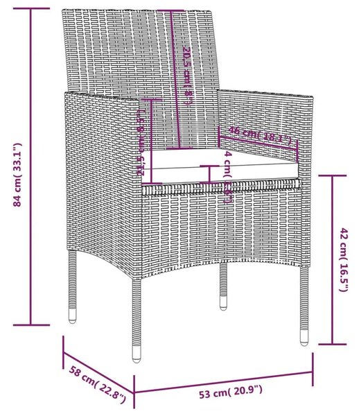 VidaXL Polyrattan Kerti Ülőgarnitúra - 16 részes - Fekete