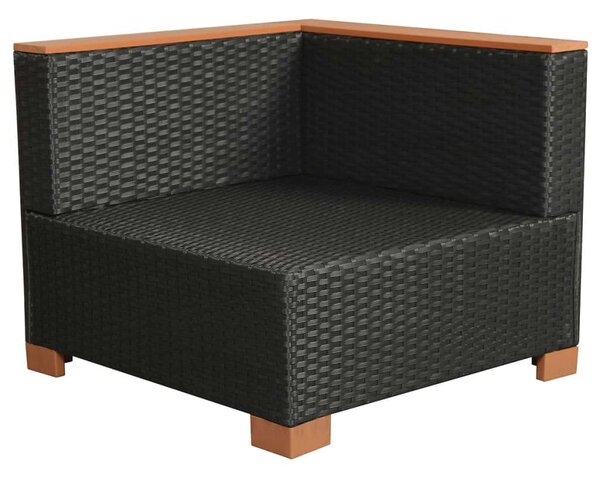 VidaXL 10-részes fekete polyrattan kerti bútorszett párnákkal
