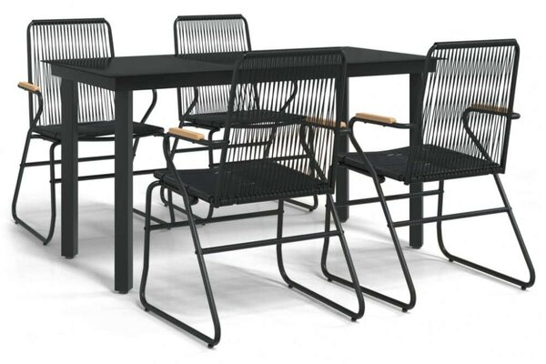 VidaXL 5 részes fekete PVC rattan kerti étkezőgarnitúra