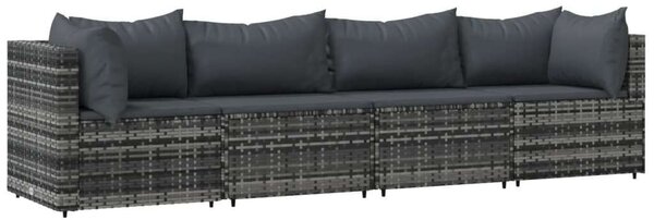 VidaXL Polyrattan Kerti Ülőgarnitúra - 4 Fős - Szürke