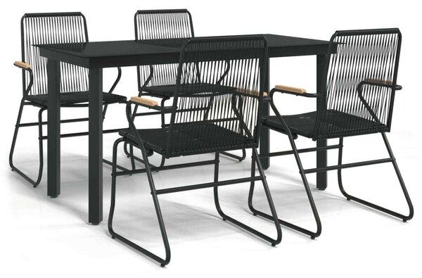 VidaXL 5 részes fekete PVC rattan kerti étkezőgarnitúra