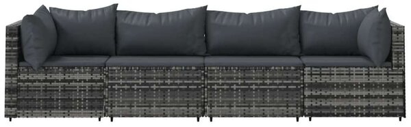 VidaXL Polyrattan Kerti Ülőgarnitúra - 4 Fős - Szürke