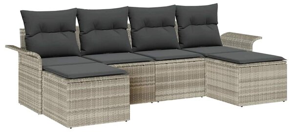 Kerti Kanapé Szett párnával 6 pcs Világosszürke Poli rattan