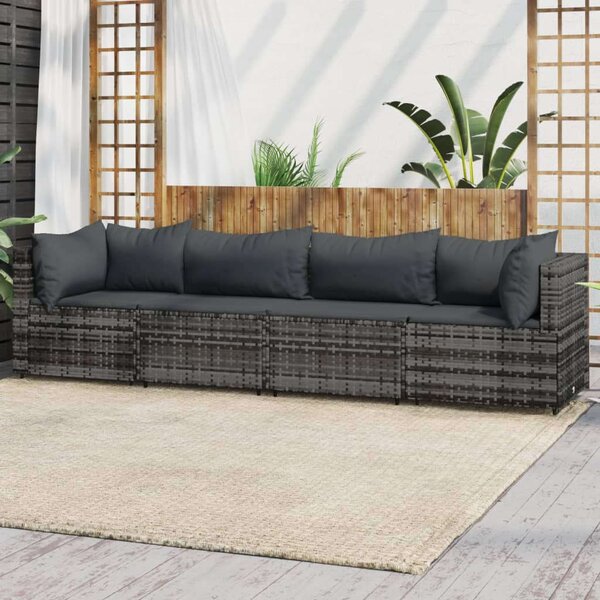 VidaXL Polyrattan Kerti Ülőgarnitúra - 4 Fős - Szürke