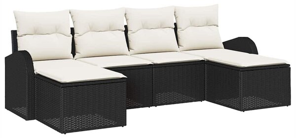 Kerti Kanapé Szett 6 db Fekete [Műanyag]: Poly Rattan