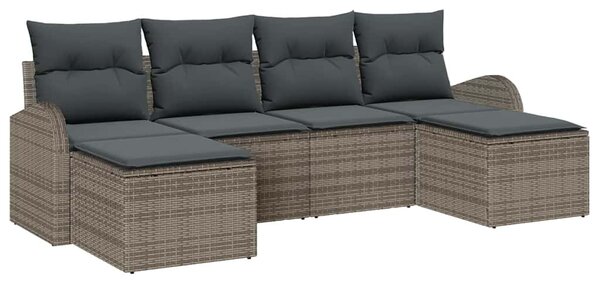 Kerti Kanapé Szett 6 db Szürke [Műanyag]: Poly Rattan