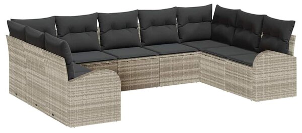 Kanapé Szett párnával Világosszürke Poly Rattan