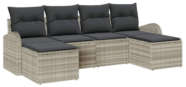 Kerti Kanapé Szett 6 db Világosszürke [Műanyag]: Poly Rattan
