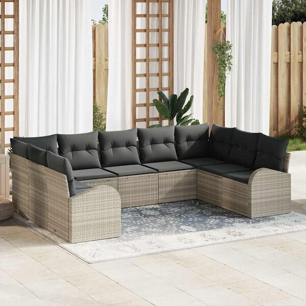 Kanapé Szett párnával Világosszürke Poly Rattan