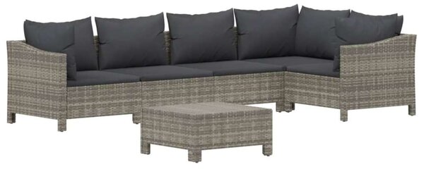 VidaXL 6 részes szürke polyrattan kerti ülőgarnitúra párnákkal