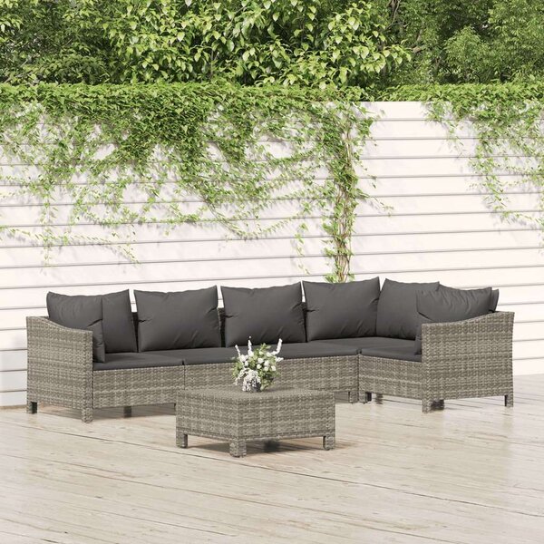 VidaXL 6 részes szürke polyrattan kerti ülőgarnitúra párnákkal