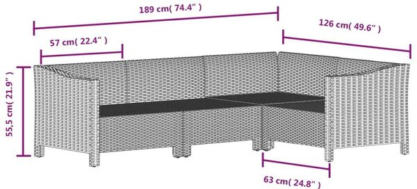 VidaXL Polyrattan Kerti Ülőgarnitúra - 5 részes - Szürke